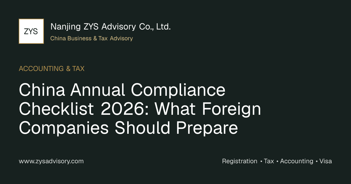 ZYS Advisory annual compliance checklist for foreign companies in China