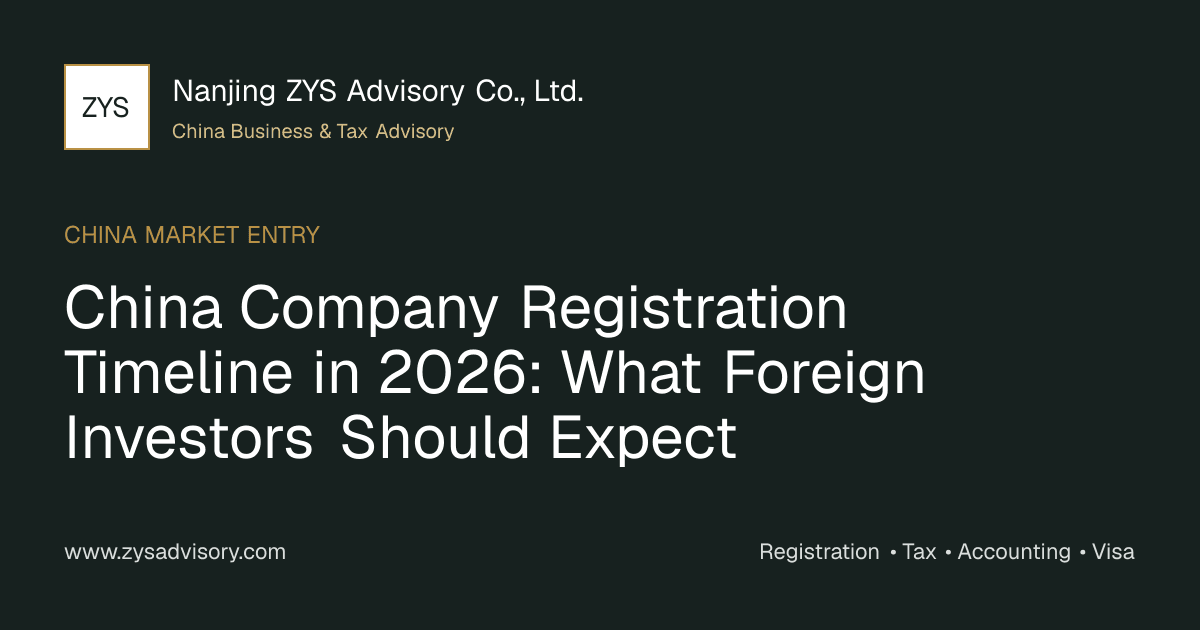 ZYS Advisory timeline guide image for foreign investors planning company registration in China