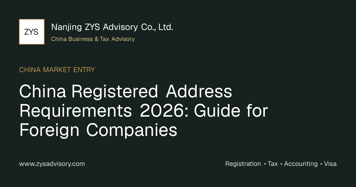 ZYS Advisory guide to China registered address requirements for foreign companies